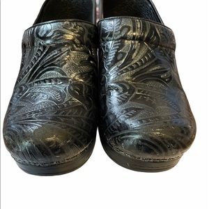 DANSKO Black embossed leather clogs